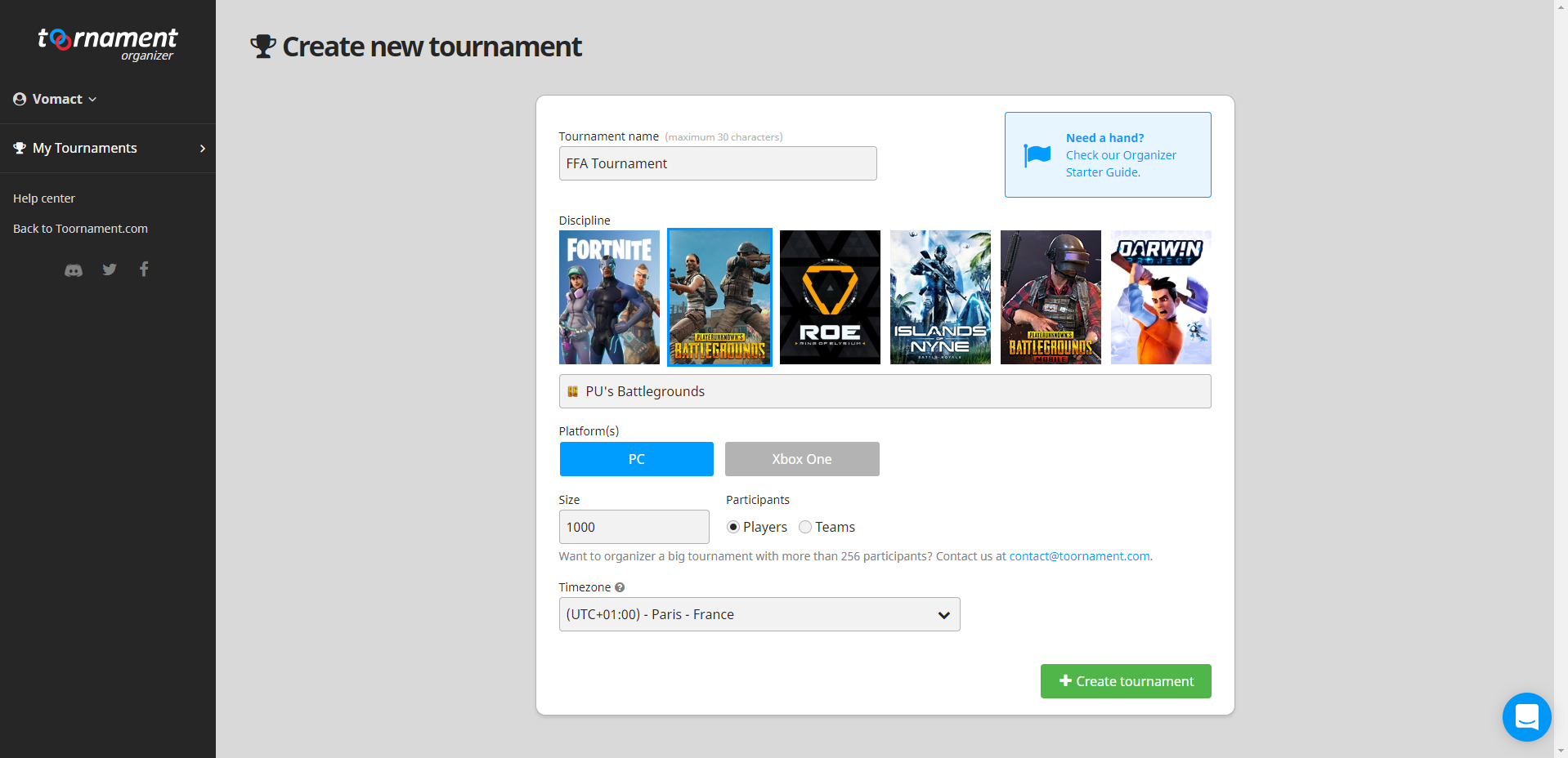 Pubg Create Your Tournament Toornament Knowledge Base