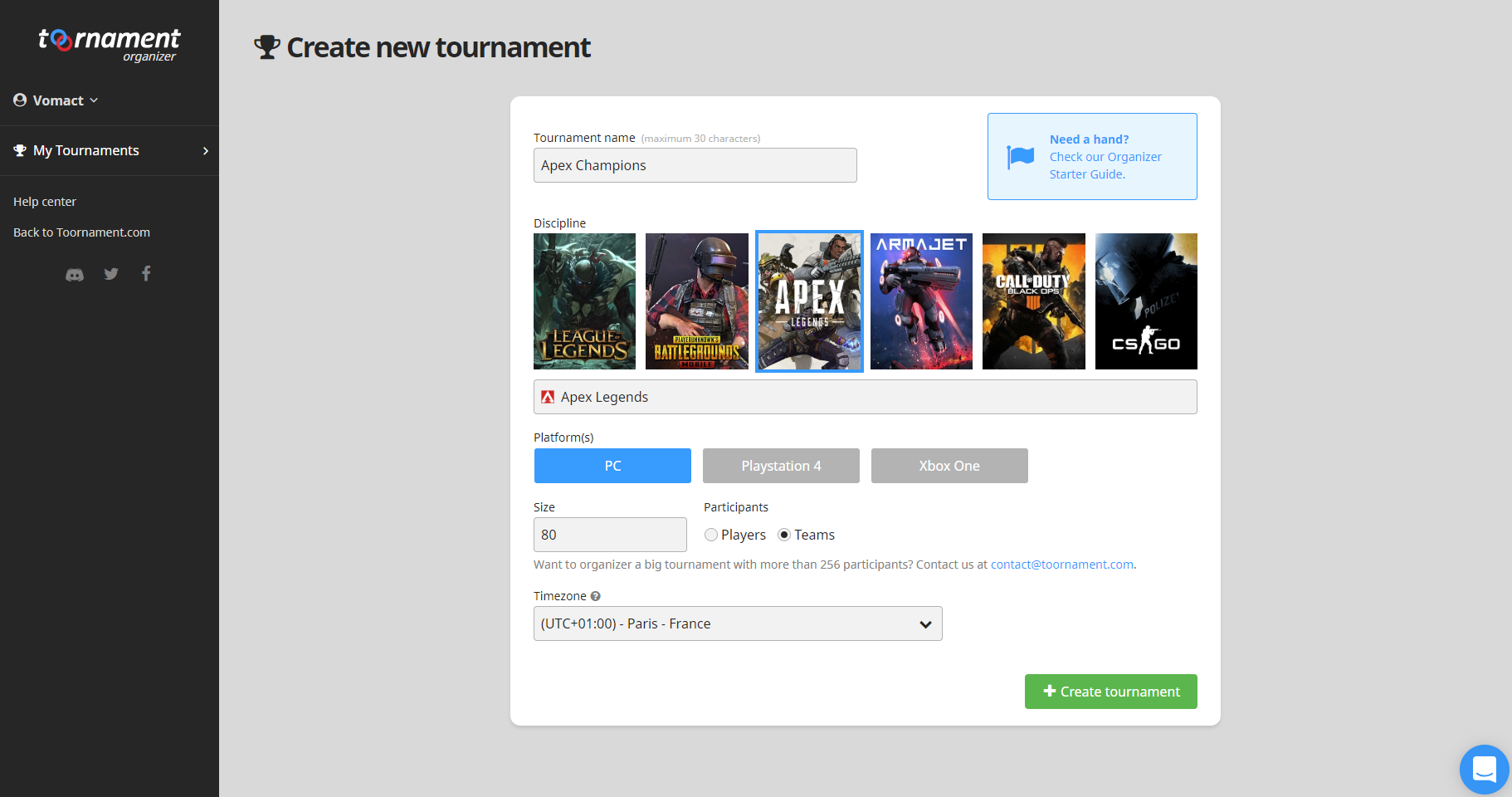 Apex Legends - Create your Tournament