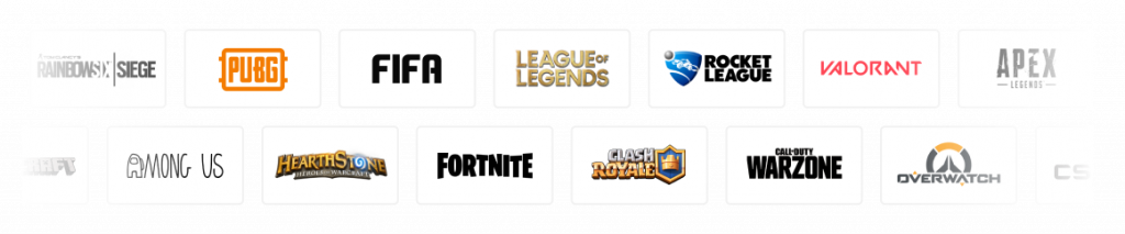 Examples of video games available on Toornament competition management software for your high school esports league.