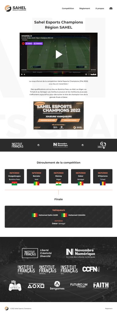 Picture of the Sahel Esports Champions website homepage