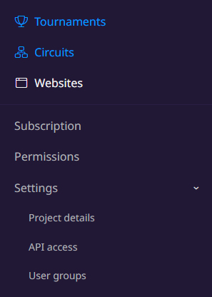 Project navigation menu