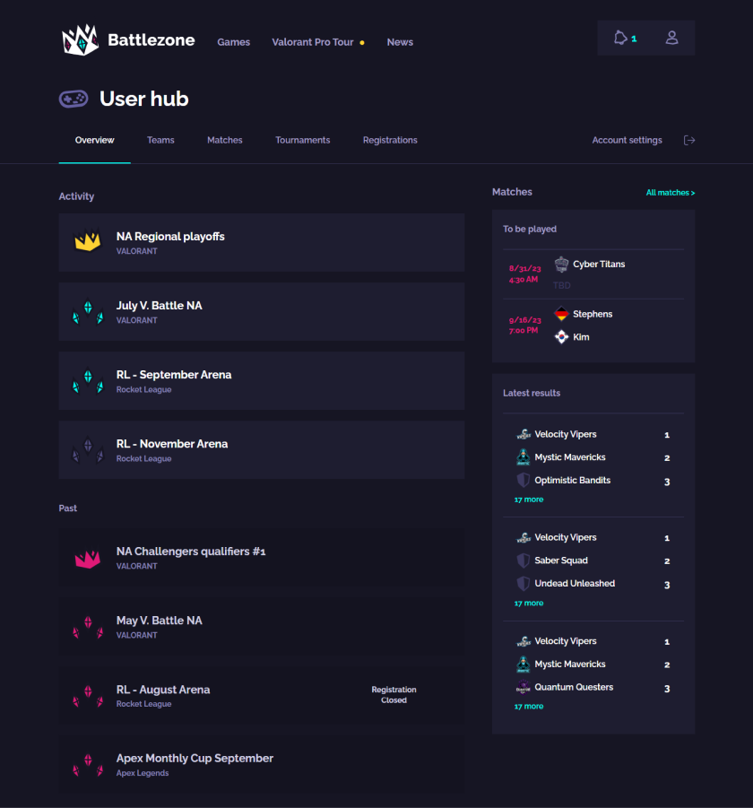 ESTUDIOS Case Study, Tournament Platform